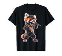 Panda rosso canto con microfono motivo animale panda rosso Maglietta