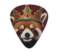 Panda rosso che indossa una corona Plettri per chitarra di dimensioni sottili, medie e spesse, set da 12 pezzi, adatto per chitarra elettrica e vari strumenti