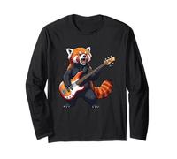 Panda rosso che suona la chitarra roccia per ragazzi, uomini, bambini e donne Maglia a Manica