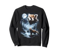Panda Rosso Che Ulula alla Luna Anni '90 retrò Felpa