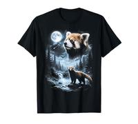 Panda Rosso Che Ulula alla Luna Anni '90 retrò Maglietta