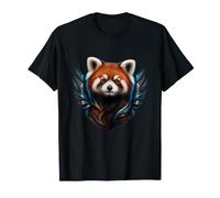 Panda Rosso con Ali di Metallo Petrolio Foresta Art Maglietta