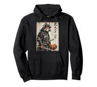 Panda Rosso Giapponese Katana Samurai Cultura Ukiyo-e Arte Felpa con Cappuccio