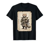 Panda Rosso Giapponese Katana Samurai Cultura Ukiyo-e Arte Maglietta