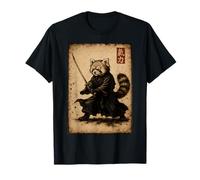 Panda Rosso Guerriero Samurai con Grafica Spada Katana Maglietta