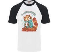Panda Rosso i Love Inverno DA UOMO S/S Baseball T-Shirt