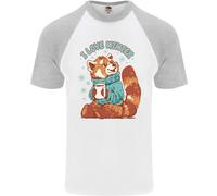 Panda Rosso i Love Inverno DA UOMO S/S Baseball T-Shirt