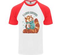 Panda Rosso i Love Inverno DA UOMO S/S Baseball T-Shirt