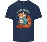 Panda Rosso i Love Inverno T-Shirt Ragazzi Ragazze