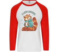 Panda Rosso i Love Inverno Uomo L/S Baseball T-Shirt