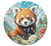 Panda rosso Jigsaw Puzzle Per Adulti E Bambini 1000 Pezzi Puzzle Rotondo 1000pcs (67.5x67.5cm) Regali Animali selvatici Puzzle Giochi Puzzle Per Famiglia DIY