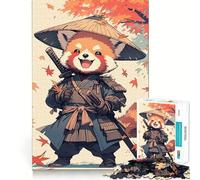 Panda rosso Samurai - Puzzle di arte giapponese da 1000 pezzi per adulti, gioco intelligente, divertimento per tutta la famiglia, taglio preciso, opera d'arte (38x26cm)
