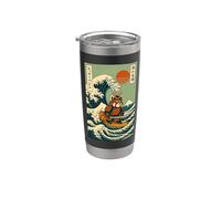 Panda Rosso Samurai Surf Onda Giapponese Bicchiere termico in acciaio inox doppia parete