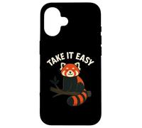 Panda rosso Take It Easy - Grafica divertente e rilassante Custodia per iPhone 16