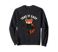 Panda Rosso Take It Easy - Grafica Divertente e Rilassante Felpa