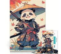 Panda Samurai Simpatico puzzle da 1000 pezzi per adulti, ideale per stimolare la mente, alleviare l'ansia, con bordi precisi e un regalo speciale (38x26cm)