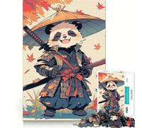 Panda Samurai Simpatico puzzle Samurai per ragazzi, 1000 pezzi, gioco di logica stimolante, divertimento condiviso, bordi trasparenti, regalo adorabile (50x75cm)