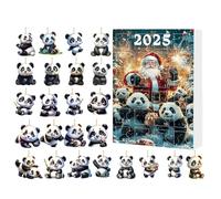 Panda - Scatola per il conto alla rovescia 2025, set di ornamenti da 24 pezzi, kit di decorazioni festive | Ciondoli natalizi a forma di panda per alberi, automobili, specchi e porte, perfetta idea re