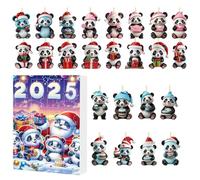 Panda Schmuck Advent 24 Tage - 2D acrilico Panda Anhänger Countdown Schmuck Kalender | Niedlicher Tier Anhänger Für Auto Rückspiegel, Kinder, Rucksack, Weihnachtsbaum, Fenster, Party Dekoration,