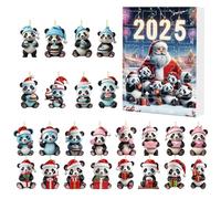 Panda Schmuck Advent 24 Tage - 2D acrilico Panda Anhänger Countdown Schmuck Kalender | Niedlicher Tier Anhänger Für Auto Rückspiegel, Kinder, Rucksack, Weihnachtsbaum, Fenster, Party Dekoration,