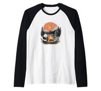 panda seduto intorno falò al tramonto Maglia con Maniche Raglan