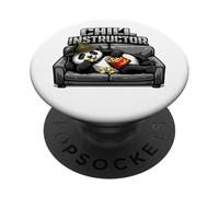 Panda si trova sul divano e mangia chip Chill Instructor PopSockets PopGrip Adesivo