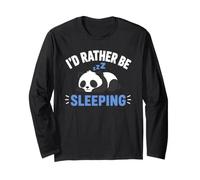 Panda Sleep Funny Nap Humor Lazy I'd Rather Be Sleeping Maglia a Manica