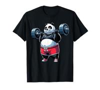 Panda Sollevamento Pesi Fitness Palestra Forma Maglietta
