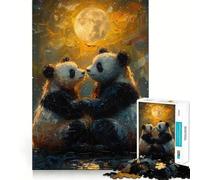 Panda sotto la luna Puzzle da 1000 pezzi di Vincent Van Gogh per ragazzi Giocattolo divertente e stimolante per la mente Opera d'arte da collezione (38x26cm)