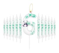 Panda stampa 6 ° candele di compleanno,Verde numero 6 candela per torta,Ragazze ragazzi 6 ° decorazioni di compleanno,Panda modello torta Topper per ragazze ragazzi decorazioni di festa di birthday