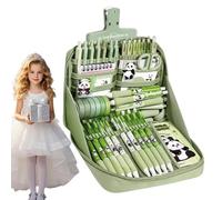 Panda Stationery - Set di articoli per la scuola con panda | Simpatico set di cancelleria per studiare | Astuccio per matite | Righello Notebook Portachiavi Penne Astuccio Tab Kit per Ragazze Studenti