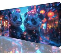 Panda Tappetino Mouse xxl 600x300x3mm Tappetino Mouse Gaming Strada Proteggi Scrivania Impermeabile e Antiscivolo Tappeto Scrivania con Base In Gomma Antiscivolo Decorazioni Natalizie la Stanza N1-755