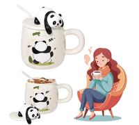 Panda Tazza con coperchio, simpatica tazza in ceramica, forma 3D, divertente per interni, per ragazzo, ragazza, figlio, figlia, regalo per bambini