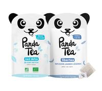 Panda Tea - Duo Tè Freddo Detox Mango & Libertea - Infuso Detox a Freddo e Tisana Drenante - 2 x 28 Bustine in Cotone Biologico - Per la Linea, la Ritenzione Idrica e il Benessere Estivo