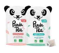 Panda Tea Programma Detox Tea di 28 Giorni, Mattina e Sera, 56 Bustin | Tè energizzante del mattino e infuso digestivo della sera, sviluppato da un farmacista, bustine in cotone cucite a mano