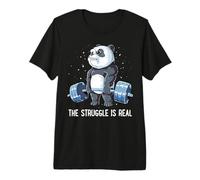 Panda The Struggle è Un Vero Sollevamento Pesi, Palestra, Divertente Maglietta Premium