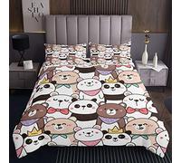 Panda Trapuntato Coverlet Bambini Cute Animal Pattern Trapuntato Copriletto Coverlet per Ragazzi Ragazze Bambini Cartoon Panda Orso Stampato Coverlet Set Kawaii Taglia 2 Pz170X230cm
