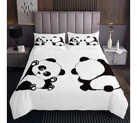 Panda Trapuntato Coverlet Per Bambini Bambini Ragazzi Ragazze Carino Panda Orso Trapuntato Copriletto Copriletto Coverlet Cartoon Nero Bianco Animale Coverlet Bambino Kawaii Wildlife Trapun170X230cm