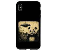 Panda Ufo Sorpreso Vintage Alien Fantascienza Divertente Incontro Custodia per iPhone XS Max