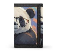 Panda with A Tilted Head Slim Wallets for Men Money Clip Card Holder Wallet Men's Trifold Wallet And Coin Pocket