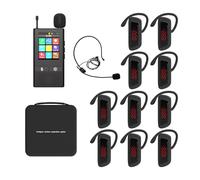 PANDAAR Sistema di guida turistica wireless, cuffie per guida turistica, touch screen da 2,4 pollici, portata 200 m/656 piedi, batteria 24H, trasmissione audio vocale per museo/conferenza/tour gruppo
