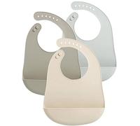PandaEar 3 Pezzi Bavaglini in Silicone Impermeabili| Peso leggero super sottile per neonati bambini piccoli| Bavaglini regolabili in morbido silicone con tasca raccogli cibo, non disordinati