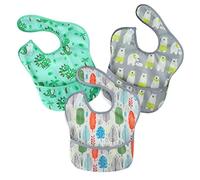 PandaEar 3 Pezzi bavaglini neonato impermeabile con tasca raccoglipappa, super leggero plastica EVA, bavaglini pappa svezzamento, lavabile, resistente all'olio e agli odori 6-36 mesi (Ragazzo)