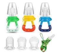 PandaEar 3 Pezzi Ciuccio Frutta Neonati Retina, 3 Ciuccio in Silicone(3 Taglie Differenti), 1 Porta Ciuccio Neonato, giochi dentizione neonato refrigerante, massaggia gengive, senza BPA