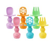 PandaEar 6 Confezione di Cucchiai per Bambini in Età Prescolare per l'Autoalimentazione, Utensili in Silicone per lo Svezzamento con Cucchiai Luminosi