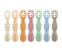 PandaEar 7 Pezzi di Cucchiai di Apprendimento in Silicone per Bambini, Cucchiai per Pappe a Partire dai 4 Mesi, Set di Posate per Bambini, Posate per Imparare a Mangiare