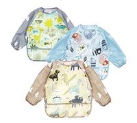 PandaEar Bavaglino Impermeabile con Maniche Lunghe, Grembiule Bambino con Tasca Raccoglipappa, Set Pappa Svezzamento per Dipingere, Giocare e Mangiare, da 6 a 36 Mesi (Multicolor)