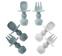 PandaEar Confezione da 6 cucchiai e forchette in silicone per bambini | Confezione da 6 cucchiai e forchette in silicone, posate per bambini, cucchiai per imparare a mangiare a partire dai 3 mesi