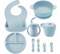 PandaEar Set per l'alimentazione del bambino in silicone, utensili a LED, piatto con ventosa divisa, ciotola, bavaglini, tazza autonoma