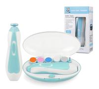 PandaEar Tagliaunghie per bambini, tagliaunghie elettrico per bambini, kit sicuro per unghie con 6 cuscinetti di ricambio, tagliaunghie e forbici (blu)